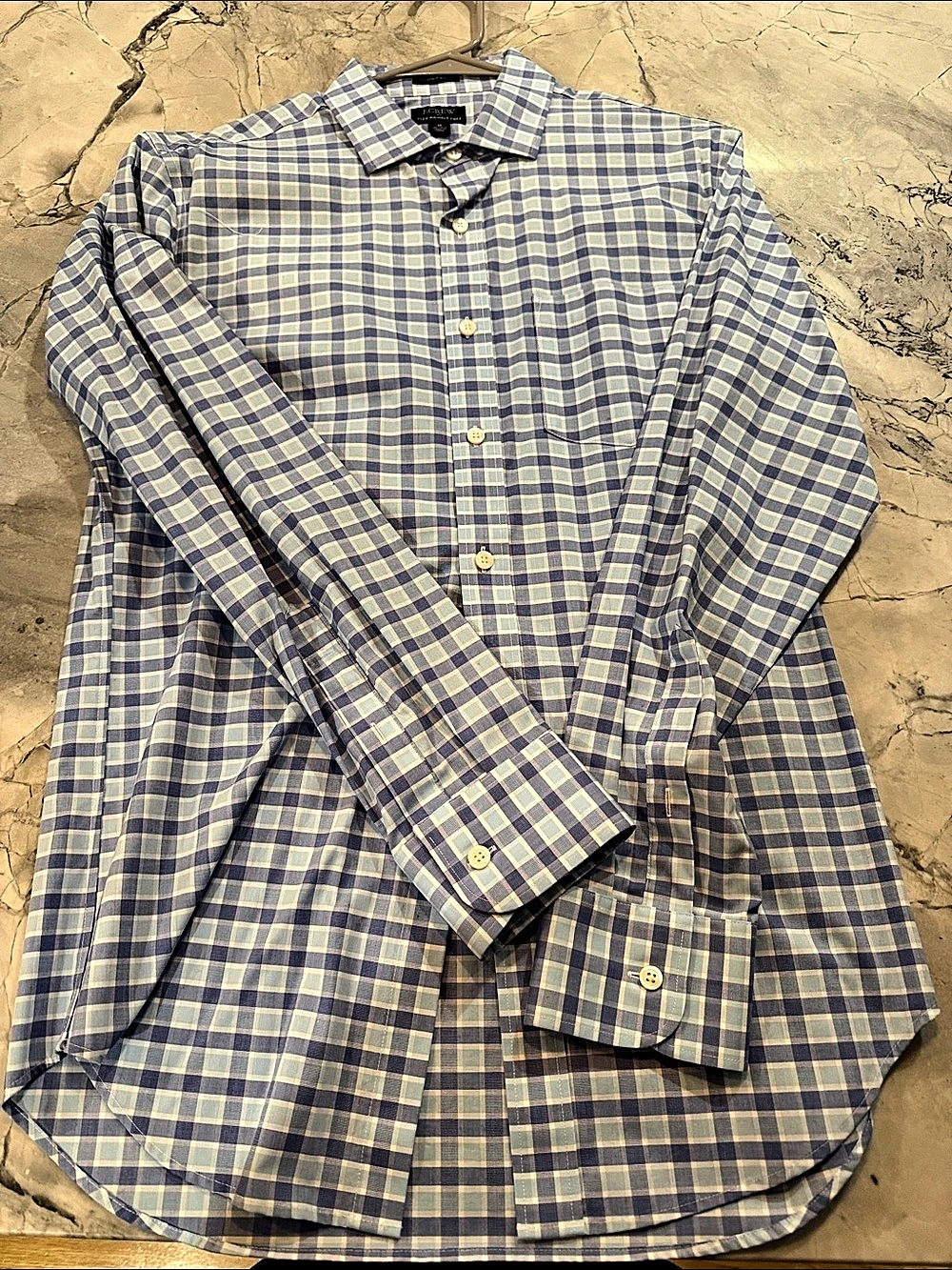 J.Crew Thompson Flex Wrinkle Free Dress Shirt Blue & White Medium